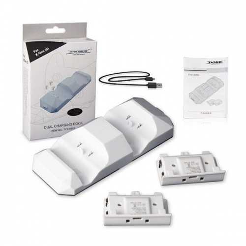 Зарядная станция XB One S Dual Charging Dock+2 шт АКБ 500 mAh с подсветкой White TYX-695S DOBE[XBOX ONE]